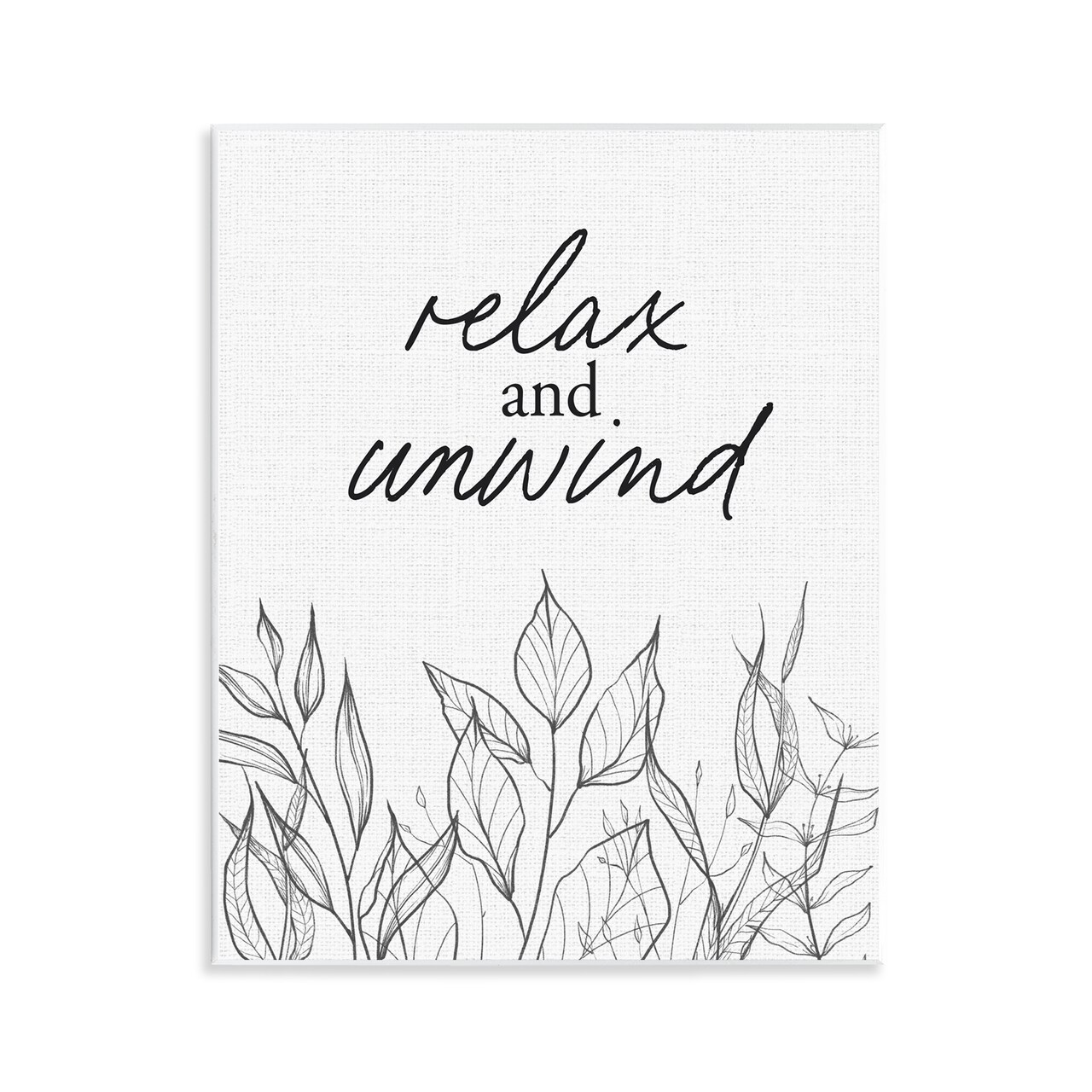 Stupell Industries Relax Unwind Minimalist Leaves Wall Plaque, design by Lettered and Lined